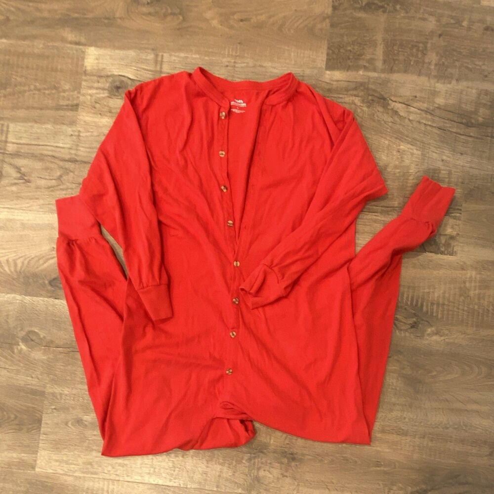 Mens OnePiece Button SleepWear Long John PJ Vintage Whtie Mountain Traider LARGE